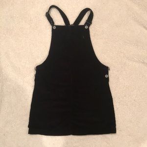 Black corduroy overall minidress